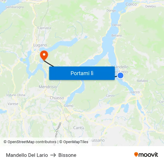 Mandello Del Lario to Bissone map