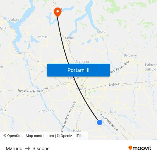 Marudo to Bissone map