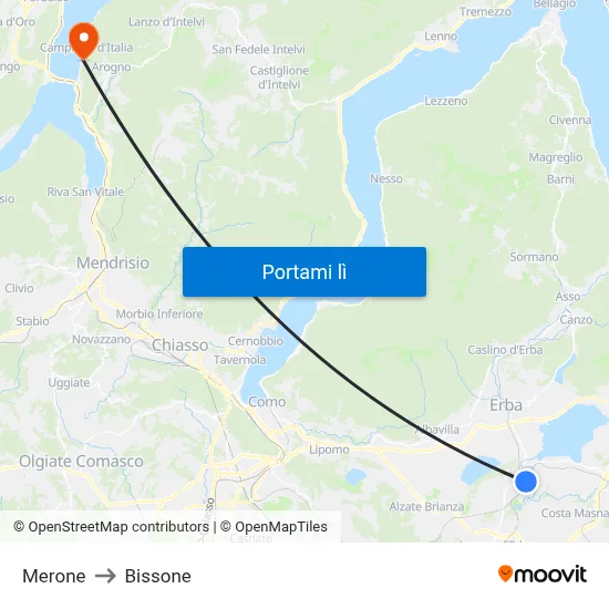 Merone to Bissone map