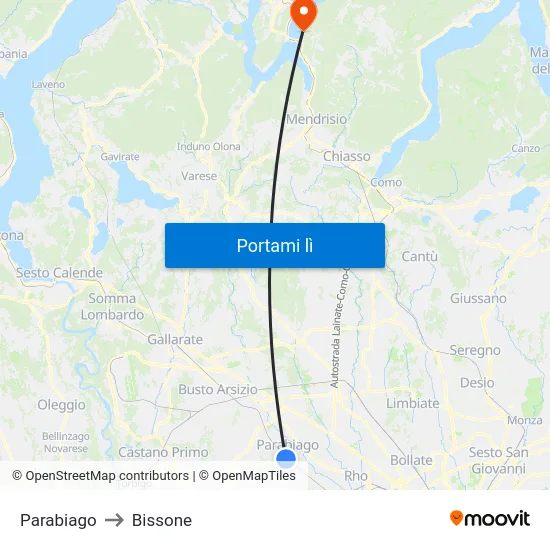 Parabiago to Bissone map