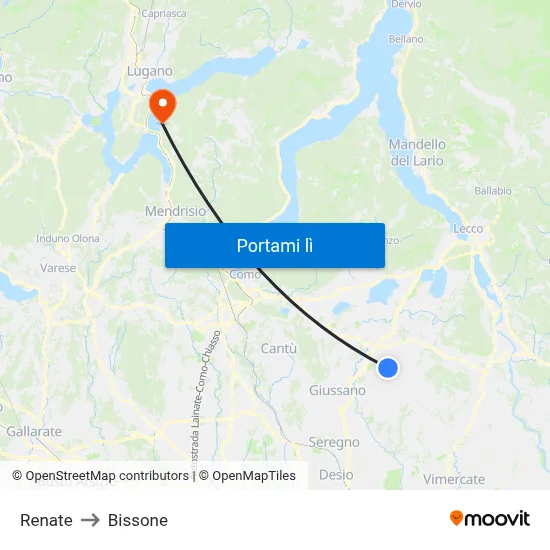Renate to Bissone map