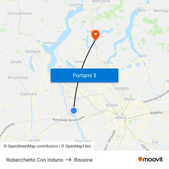 Robecchetto Con Induno to Bissone map