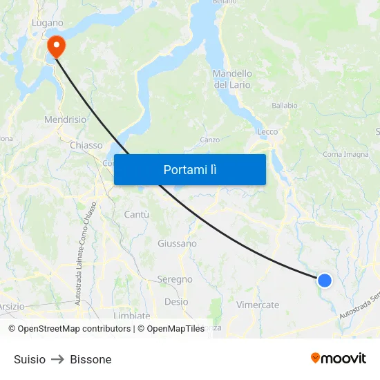 Suisio to Bissone map