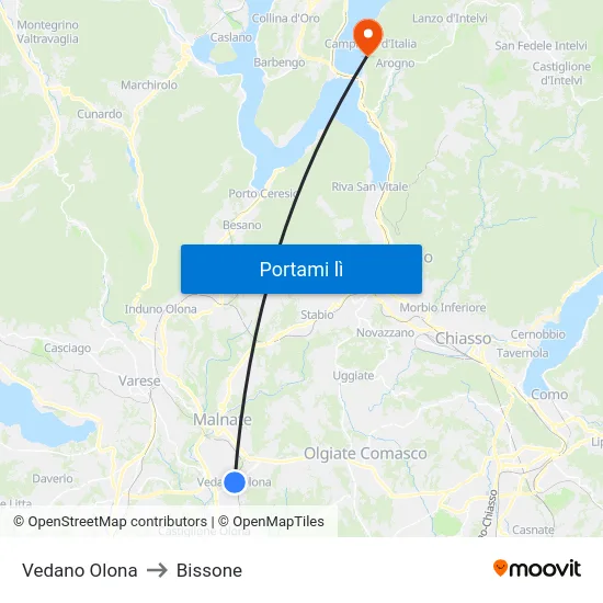 Vedano Olona to Bissone map