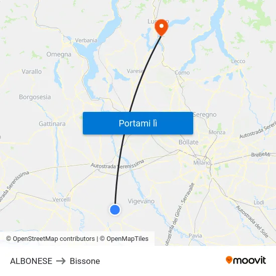 ALBONESE to Bissone map