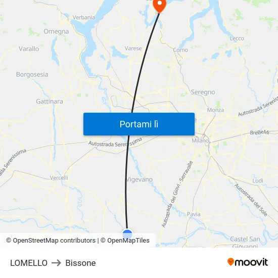 LOMELLO to Bissone map