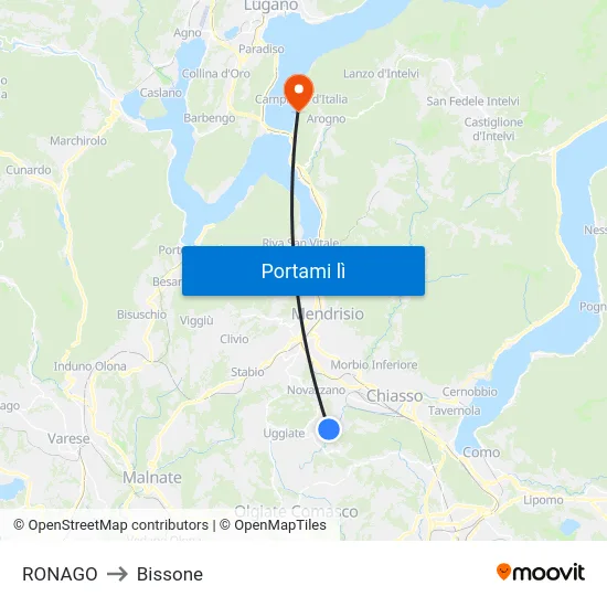 RONAGO to Bissone map