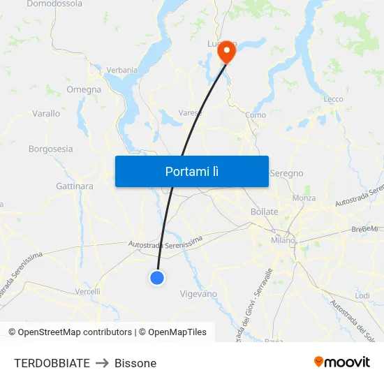 TERDOBBIATE to Bissone map