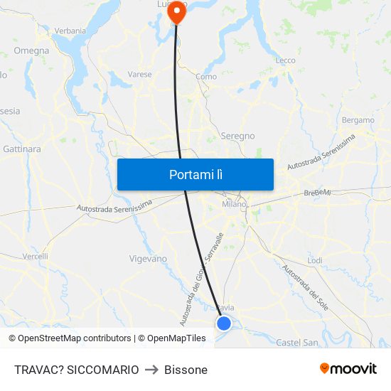 TRAVAC? SICCOMARIO to Bissone map