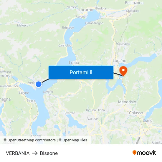 VERBANIA to Bissone map