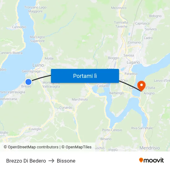 Brezzo Di Bedero to Bissone map