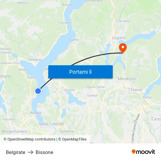 Belgirate to Bissone map