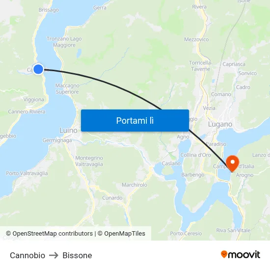 Cannobio to Bissone map