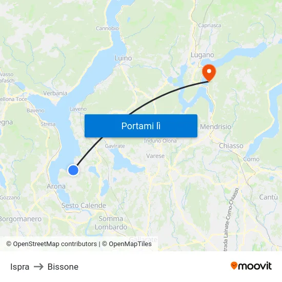 Ispra to Bissone map