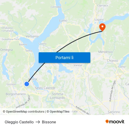 Oleggio Castello to Bissone map