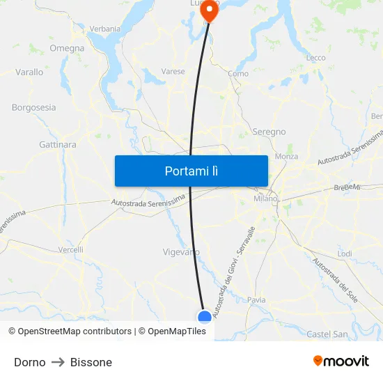 Dorno to Bissone map