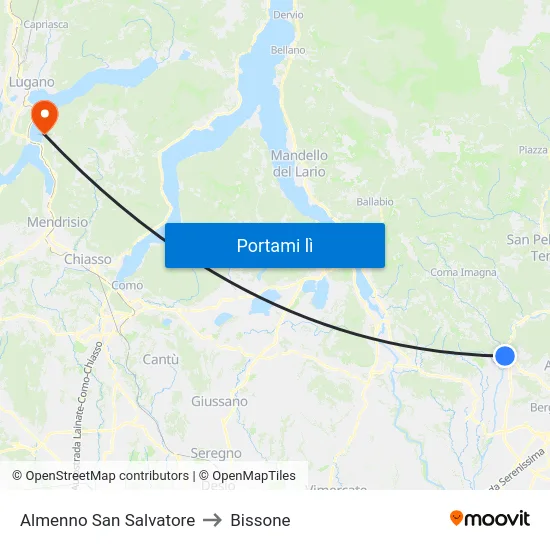 Almenno San Salvatore to Bissone map