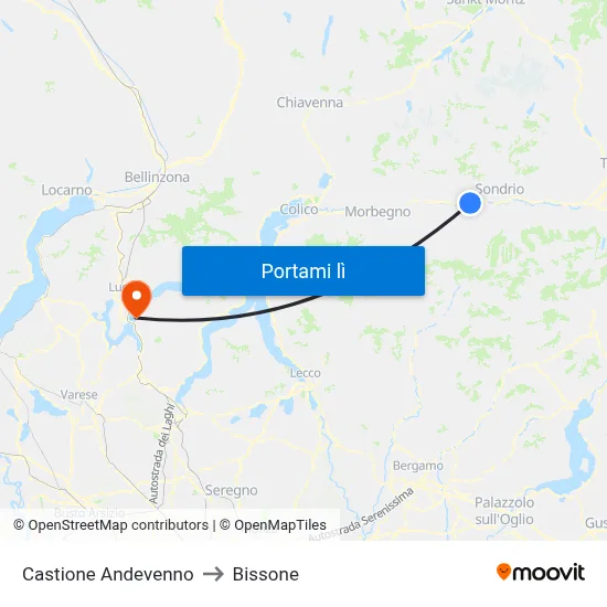 Castione Andevenno to Bissone map