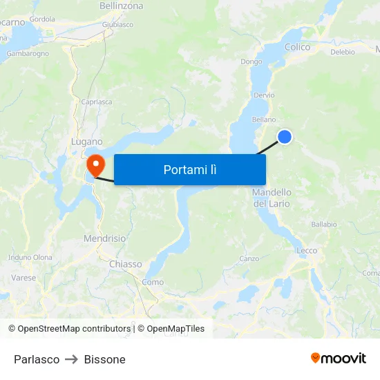 Parlasco to Bissone map