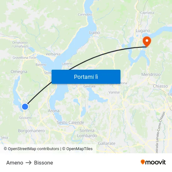 Ameno to Bissone map