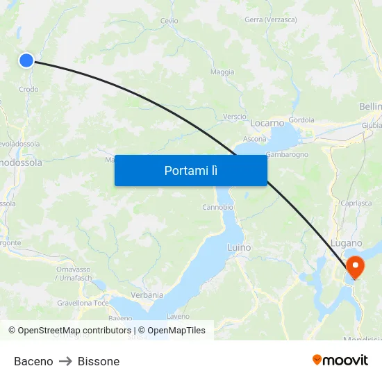 Baceno to Bissone map
