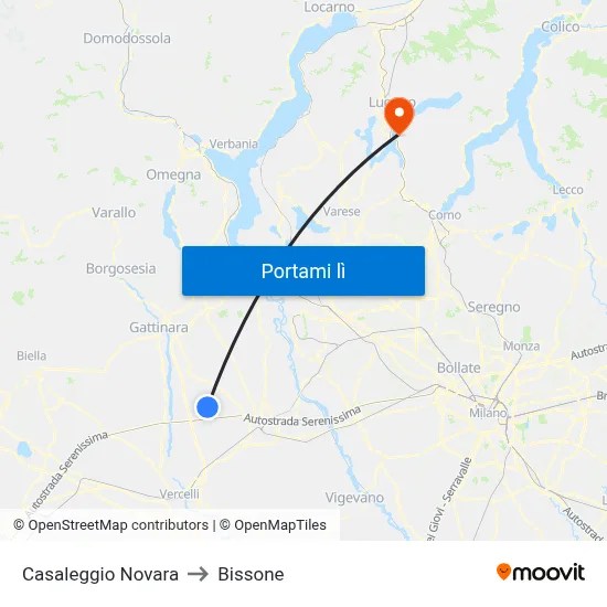 Casaleggio Novara to Bissone map