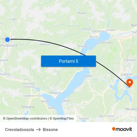 Crevoladossola to Bissone map