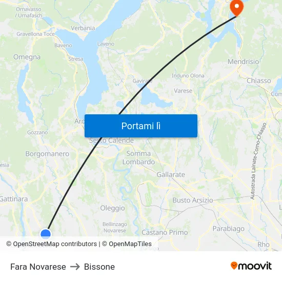 Fara Novarese to Bissone map