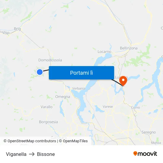 Viganella to Bissone map