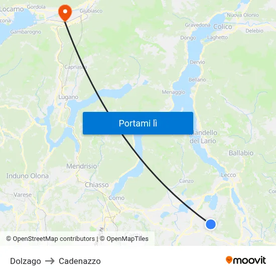Dolzago to Cadenazzo map
