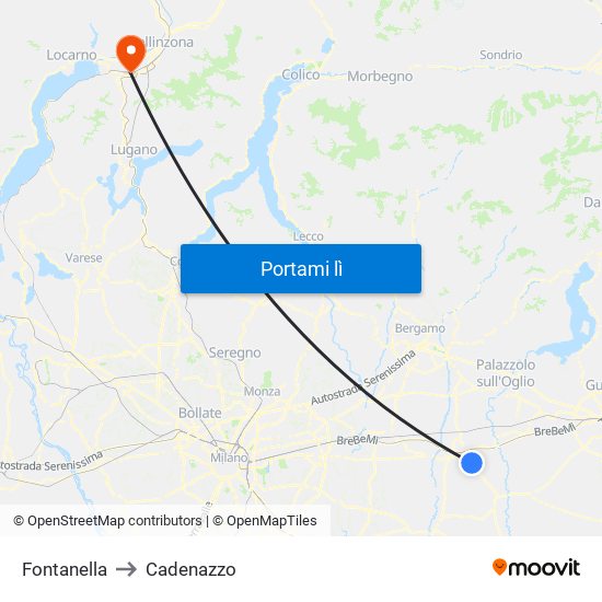 Fontanella to Cadenazzo map