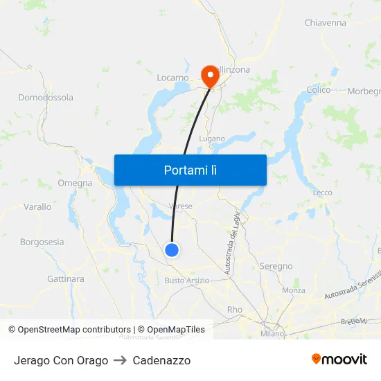 Jerago Con Orago to Cadenazzo map