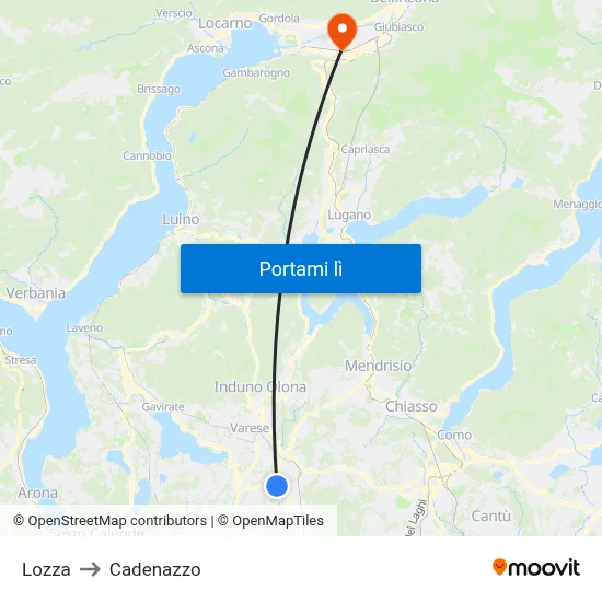 Lozza to Cadenazzo map