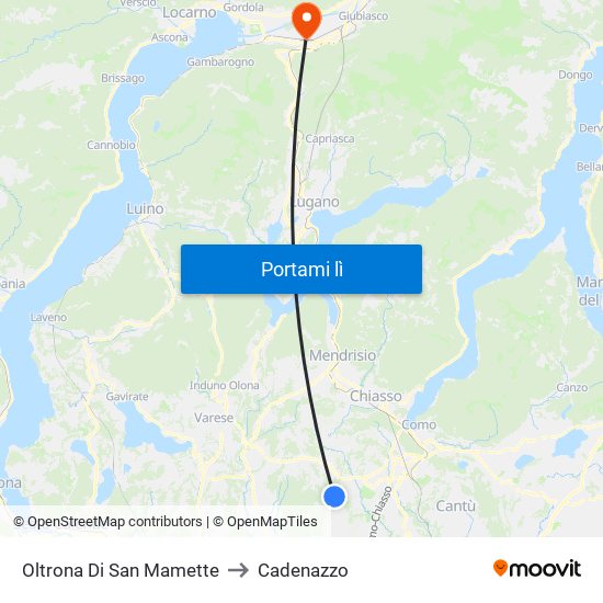 Oltrona Di San Mamette to Cadenazzo map