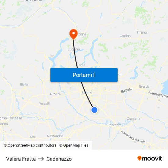 Valera Fratta to Cadenazzo map