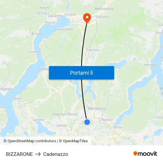 BIZZARONE to Cadenazzo map