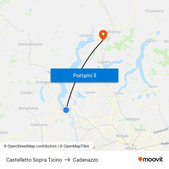 Castelletto Sopra Ticino to Cadenazzo map