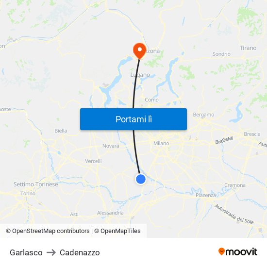 Garlasco to Cadenazzo map