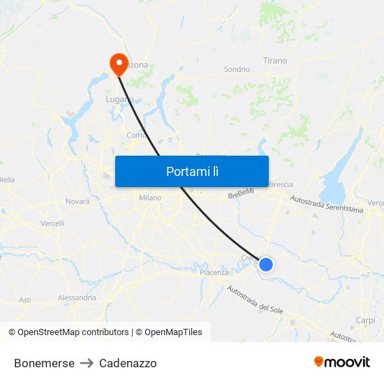 Bonemerse to Cadenazzo map