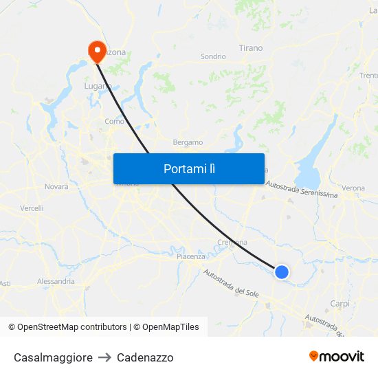 Casalmaggiore to Cadenazzo map