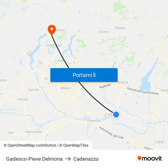 Gadesco-Pieve Delmona to Cadenazzo map