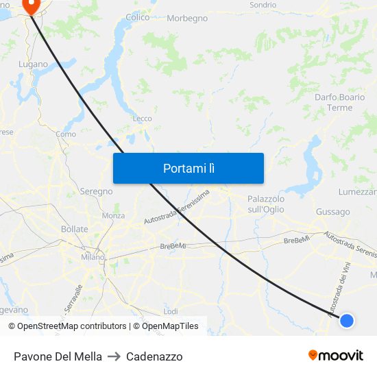 Pavone Del Mella to Cadenazzo map