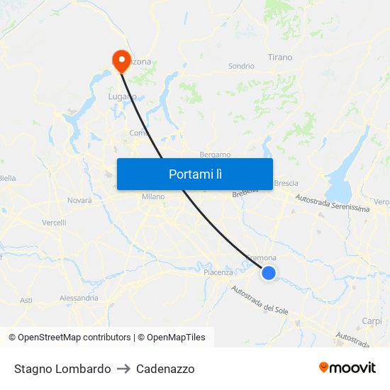 Stagno Lombardo to Cadenazzo map