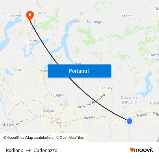 Rudiano to Cadenazzo map