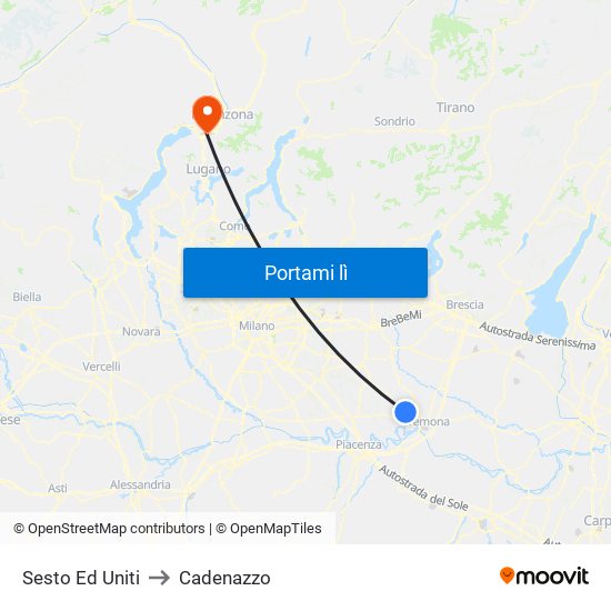 Sesto Ed Uniti to Cadenazzo map