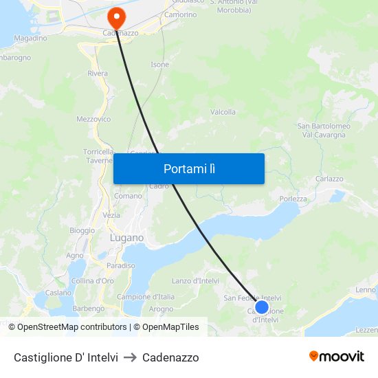 Castiglione D' Intelvi to Cadenazzo map