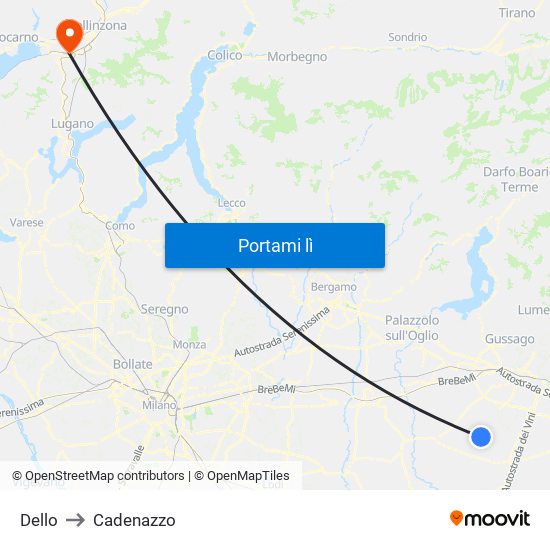 Dello to Cadenazzo map