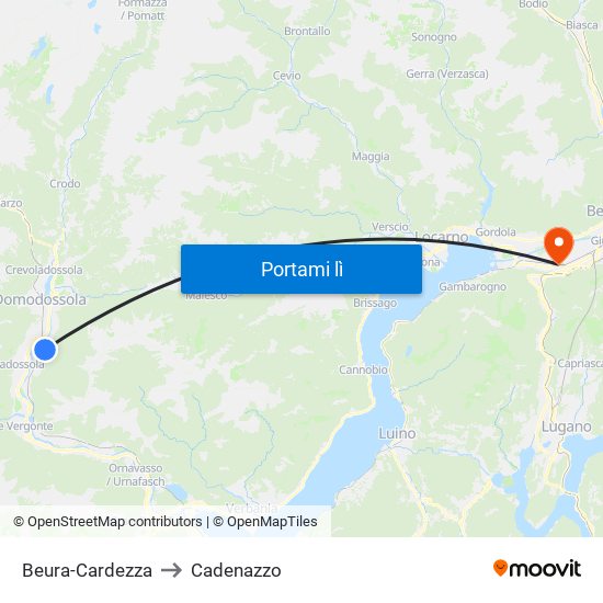 Beura-Cardezza to Cadenazzo map