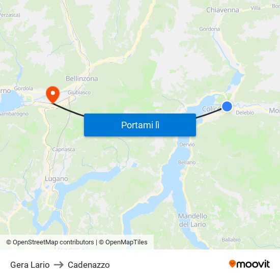 Gera Lario to Cadenazzo map