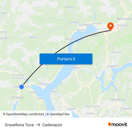 Gravellona Toce to Cadenazzo map